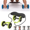 Abs Wheels Roller Abdominal Muscle Resistance Pull Rope Trainer Waist Exercise Multi-functional Home Workout Fitness Equipment - Glasty.store