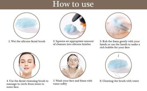 Silicone Face Scrubber Exfoliating Brush, Manual Handheld Massager , Facial Cleansing And Blackhead Scrubber, Soft Bristles For Face Skincare - Glasty.store