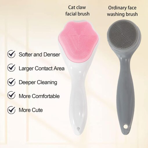 Silicone Face Scrubber Exfoliating Brush, Manual Handheld Massager , Facial Cleansing And Blackhead Scrubber, Soft Bristles For Face Skincare - Glasty.store
