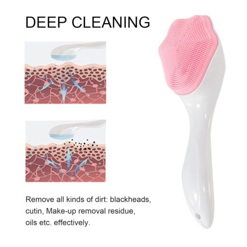 Silicone Face Scrubber Exfoliating Brush, Manual Handheld Massager , Facial Cleansing And Blackhead Scrubber, Soft Bristles For Face Skincare - Glasty.store